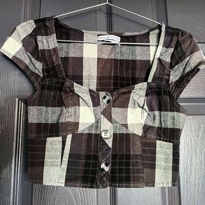 Urban Outfitters Cropped Plaid Top, S